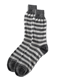 Men pure wool socks Stripe design  grey